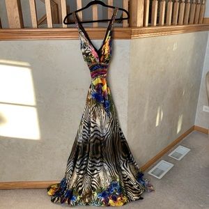 Lily Cache Animal Print Dress with Shawl